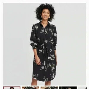 A New Day Black Floral Button up dress